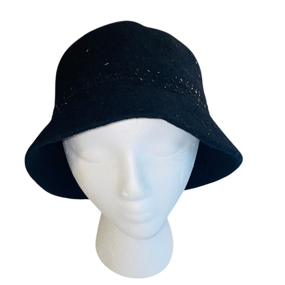 Nine West Wool Blend‎ Bucket Hat w/ Sequin Detailing - 22 1/2 Band Size